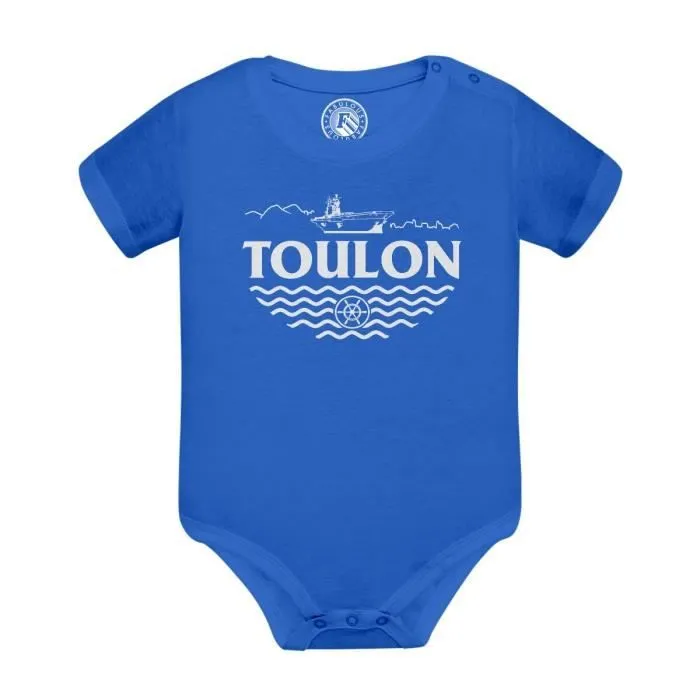 Body Bébé Manche Courte Bleu Toulon Minimalist Ville France Soleil Plage-0