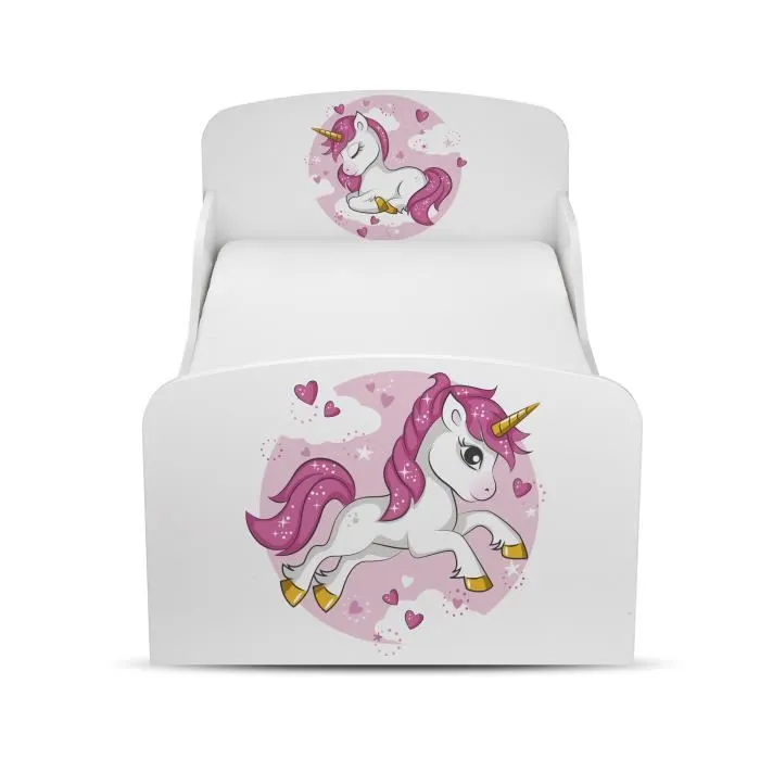 Moderne Lit d'Enfant Toddler avec matelas Motif Lovely Licorne 140/70-0