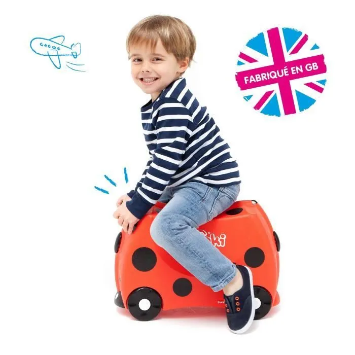 Trunki Valise à Roulettes pour Enfants et Bagages à Main pour Enfants : Valise à Roulettes Harley La Coccinelle (Rouge)-1