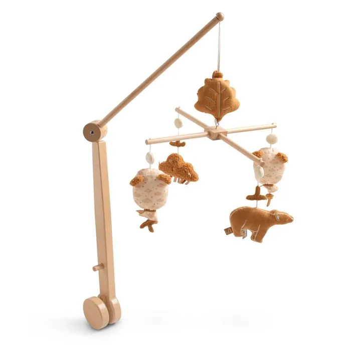 Mobile musical en bois avec jouets ours en gaze de coton - ORSINO-0