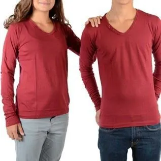 Tee Shirt Little Eleven Paris Basic V LS Mixte - Rouge-0