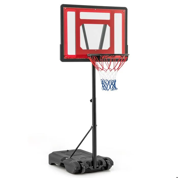 Panier de Basket-Ball Enfants COSTWAY-Hauteur Réglable 115 à 135cm-2 Roues Mobile-Filet Anti-déchirure-Base Ajouté 38,5 kg Sable-0