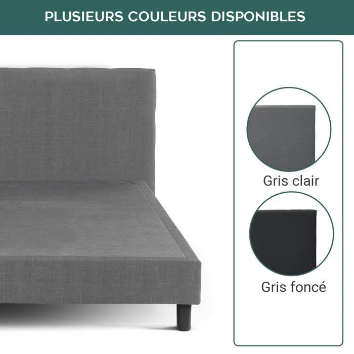 Lit Marquis 160 x 200 by Sampur | Gris clair | Cadre de Lit au Design Scandinave et Moderne - Sommier à Lattes + Tête de Lit Inclus-2