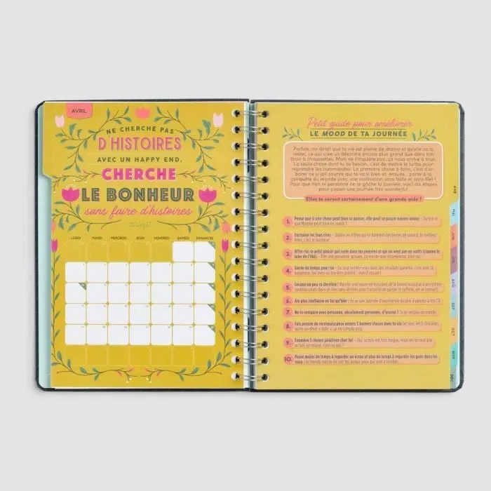 Agenda - Mr. Wonderful - 2023 - Semainier - Noir/Bleu - 22,5x16,5 cm - Spirale-1