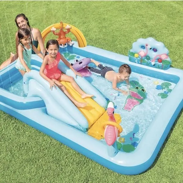 Aire de jeux - Intex - Louisiane - Vinyle résistant - Toboggan - 81 kg max-0