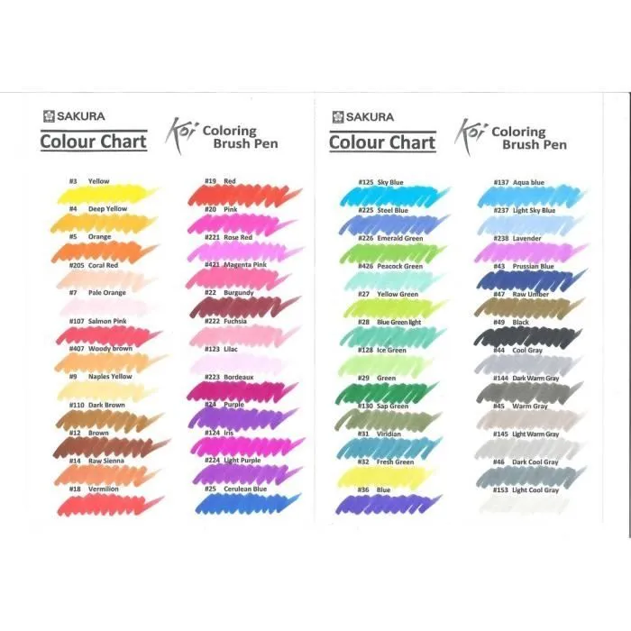 Feutres pinceau - SAKURA - KOI Coloring Brush Pen - Set de 6 - Pointe pinceau - Pour artistes-2