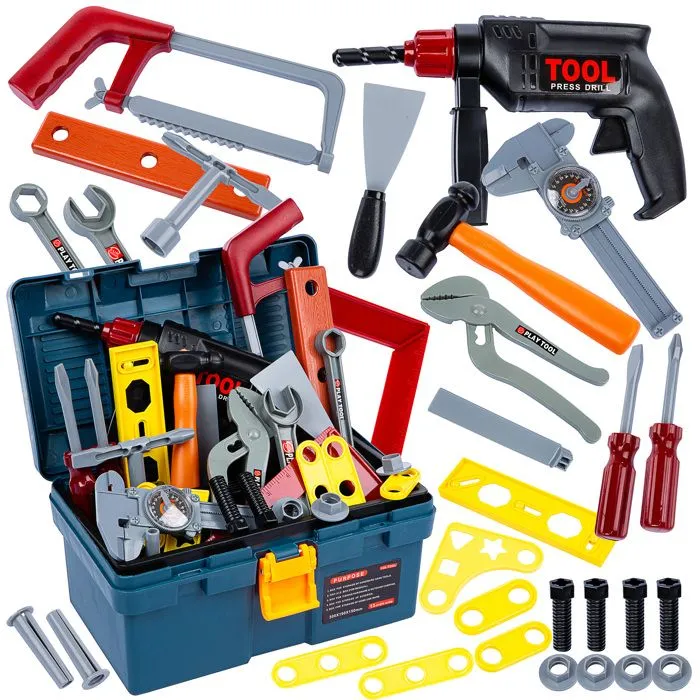 Boîte à outils enfant – Coffret 24 pièces avec tournevis, marteau, clés – jeu éducatif dès 3 ans, portable et sécurisé-0