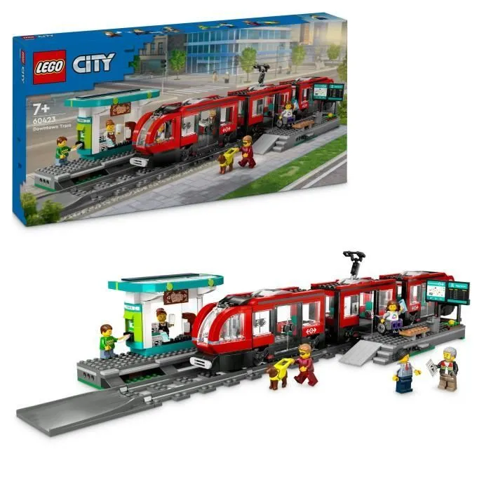 LEGO® City 60423 Le tramway et la station du centre-ville, véhicule pour enfants dès 7 ans-0