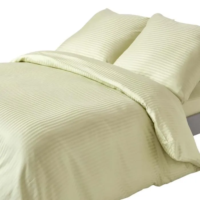 Parure de lit - Homescapes - Vert Sauge - 100% coton Egyptien 330 fils - Motif rayé et satiné-0