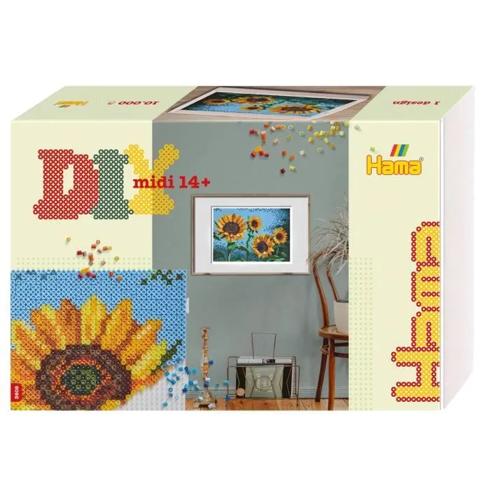 Kit perle à repasser et plaque - Hama - Tournesols - Fleur - Opaque - Blanc-0