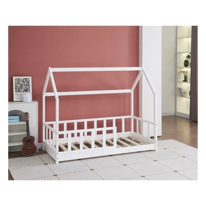 Lit cabane en bois "Charlotte"  - Blanc - 80 x 160 cm-1