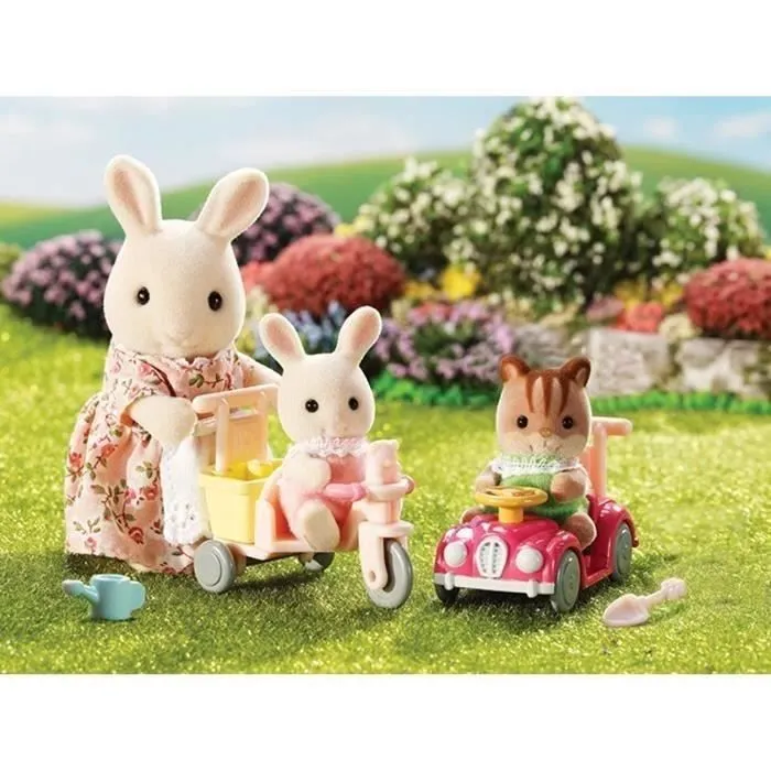 SYLVANIAN FAMILIES - TRICYCLE & MINI VOITURE BEBES - Jaune - Sets prêts à jouer-0