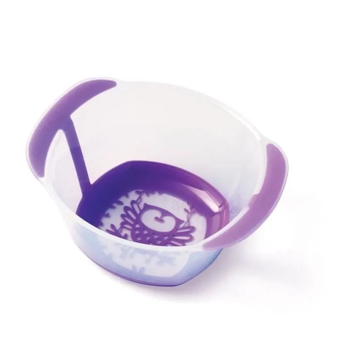 Mill'O bébé - bol - décor chouette violet/transparent - polypropylène-0