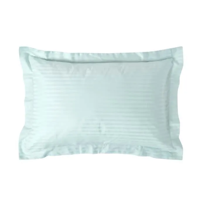 Taie d'oreiller - Coton - 50 x 75 cm - Rayé - Bleu - Satin de coton-0