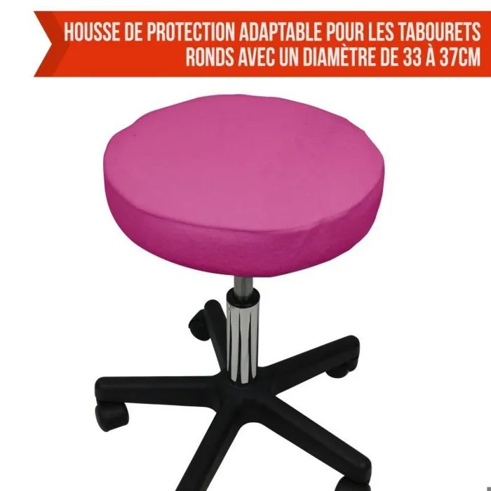 Drap housse de protection en éponge pour tabouret rond - Rose - Vivezen-2