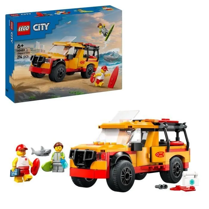 LEGO City 60453 Le véhicule de secours de la plage - Jouet dès 6 ans avec un requin-0