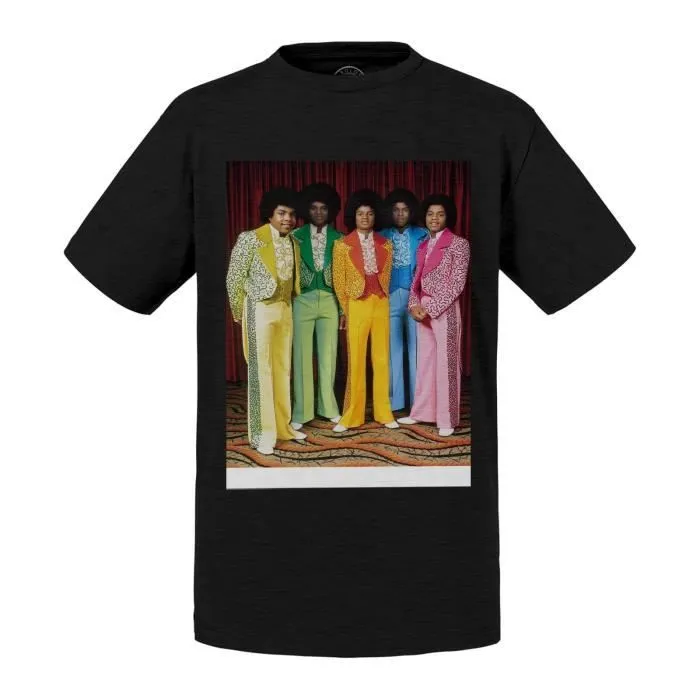 T-shirt Enfant Noir Michael Jackson Jackson 5 1975 Chanteur Pop Star Vintage-0