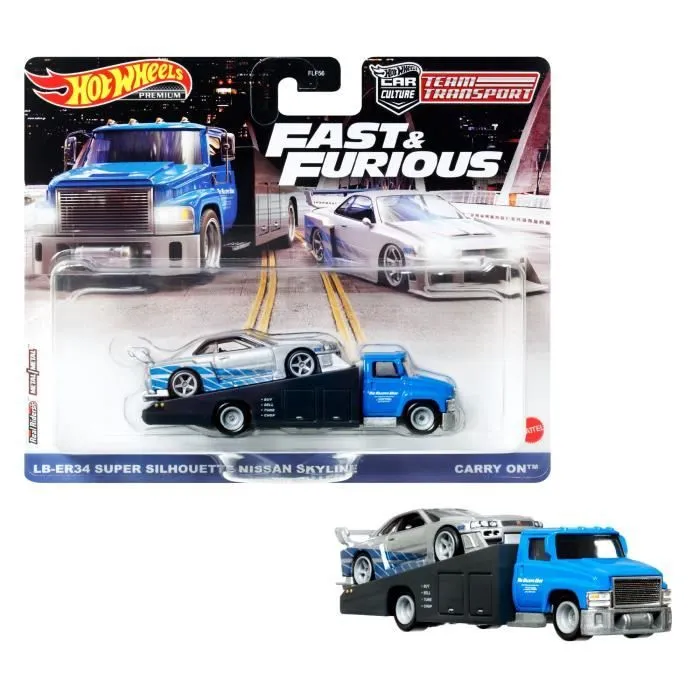 Hot Wheels - Véhicule et Transporteur (modèle aléatoire) - Camion / Petite voiture - Dès 3 ans FLF56-7