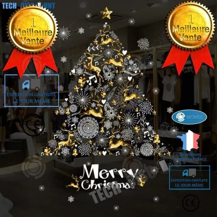INN® stickers noël fenêtre vitre décoration autocollant adhésif sapin transparent fêtes fin d'année décoration murale chambre blanc-0