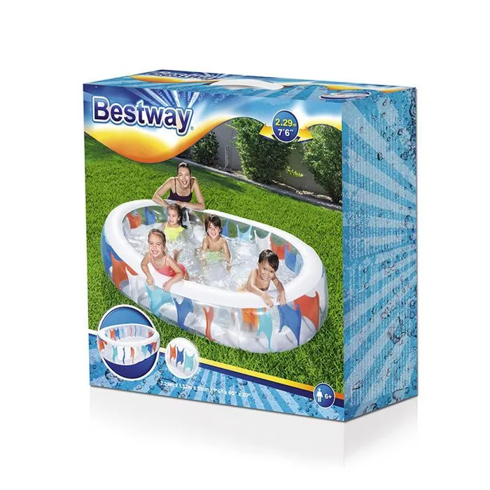 Piscine Gonflable pour Enfants - BESTWAY - Elíptica - Ovale - Vinyle résistant testé - Bleu-2