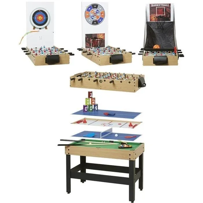 Table multisports - ARCADE JEUX - 8 jeux - Hêtre - Mixte - À partir de 10 ans-0