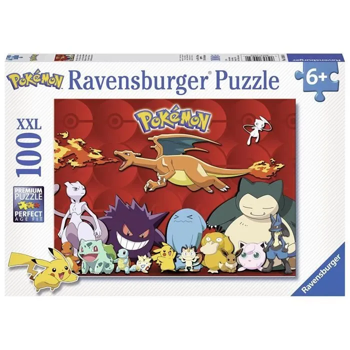 Puzzle 100 pièces XXL Pokémon préférés - Ravensburger - Paysage et nature - Rouge - 6 ans-1