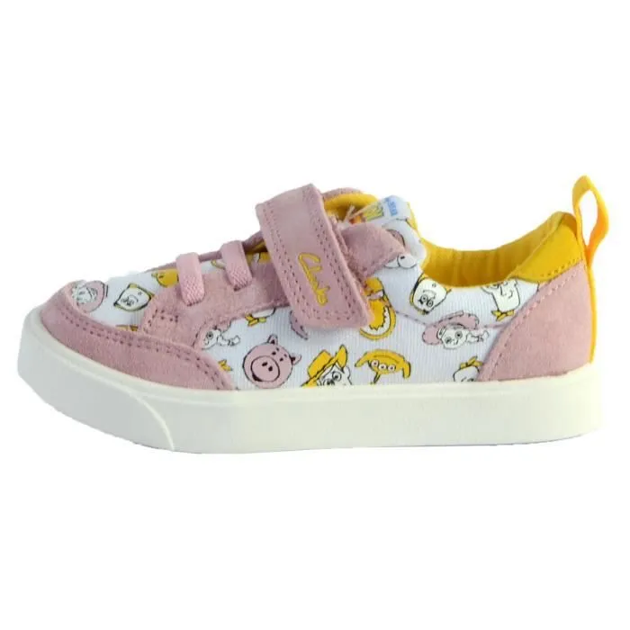 Basket Cuir Clarks Bebe City Howdy T - Combi Rose - Fermeture A lacets - Rond-0