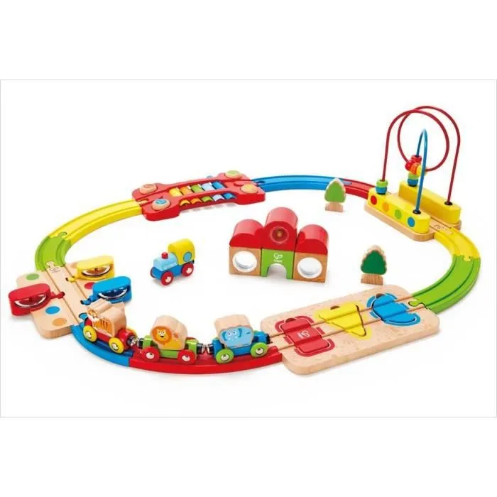 Circuit de train en bois Hape - Kit arc-en-ciel - Pour bébé 18-24 mois - Mixte-0