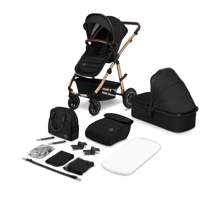Poussette bébé LIONELO Amber 2 en 1 - Jusqu'à 22Kg - Pack poussette, nacelle, sac et accessoires - Noir-0