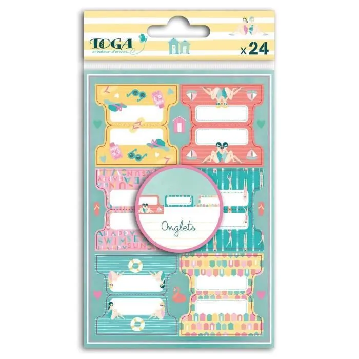 Stickers Onglets Baigneuses - Draeger Paris - Lot de 24 - Design estival, féminin, rétro et pastel-0