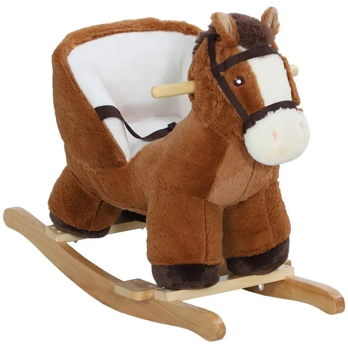 Cheval à bascule pour enfants AIYAPLAY jouet à bascule bébé de 18 à 36 mois avec effet sonore base en bois ceinture de sécurité-0