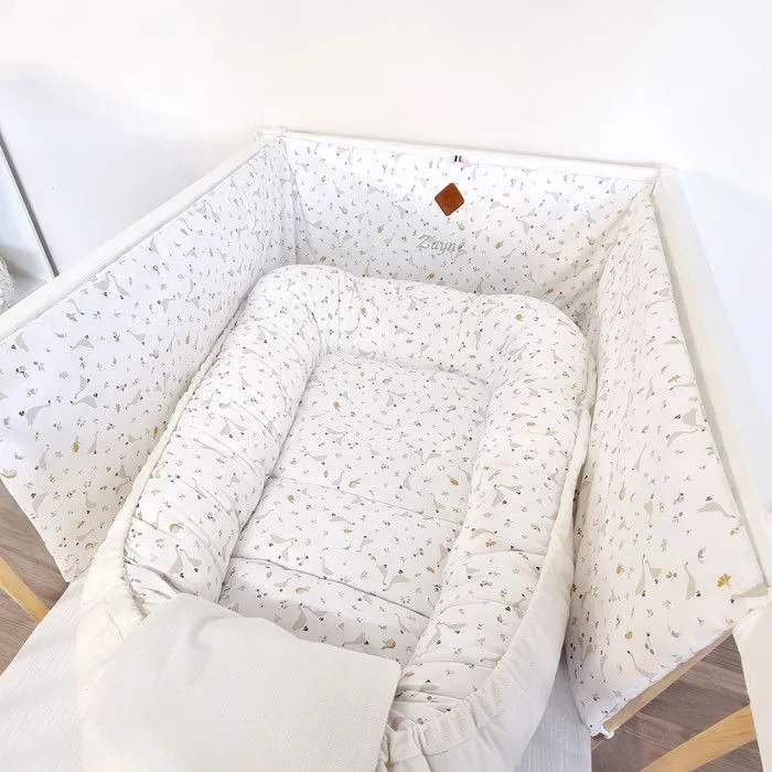 Tour de lit universel et déhoussable  Beige Pour lit bébé de 60 x 120 cm ou 70 x 140 cm-2