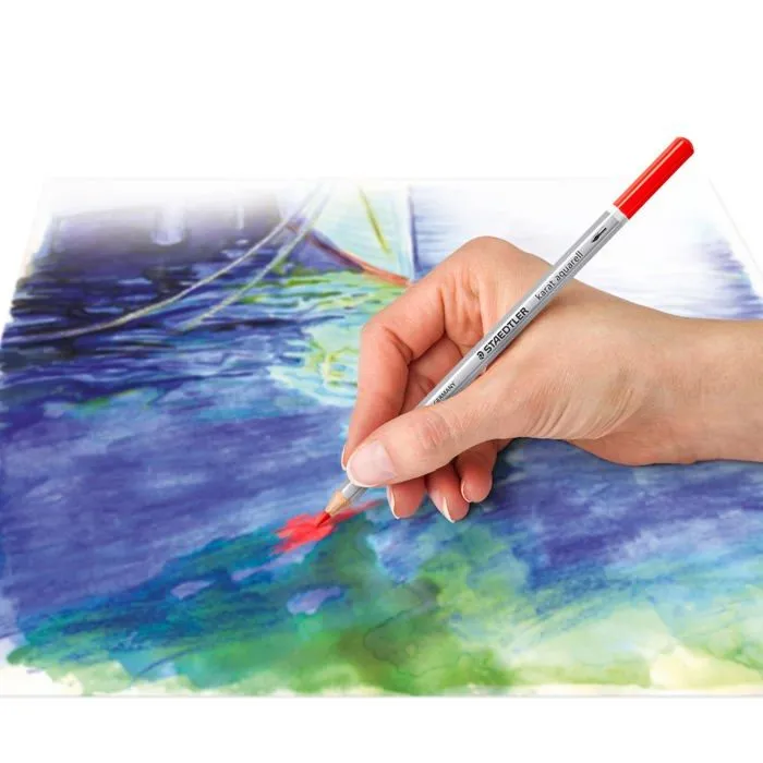 Crayon de couleur - craie grasse Staedtler - 125-80 - Karata Lot de 6 Crayons de couleur aquarellable Gris Clair-2