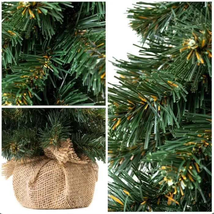 30cm Mini sapin de noel | Sapin de Noel Artificiel | Noel decoration |  Vert foncé | Naturel | Ambiance de fêtes | Support en jute-0