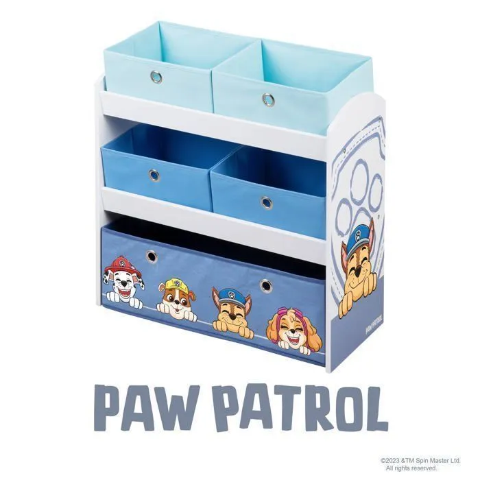 Étagère de Rangement pour Jouets - ROBA - Pat Patrouille - Boîtes en Tissu - Bleu / Blanc-4