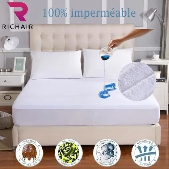 Protège Matelas - RICHAIR by H - 160x200cm - Imperméable - Hypoallergénique - Respirant-1