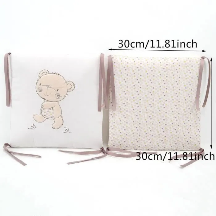 Tour de lit bébé Thor - Pare-choc de lit enfant - 6 pièces 30x30cm - Coton douillet - Blanc-1