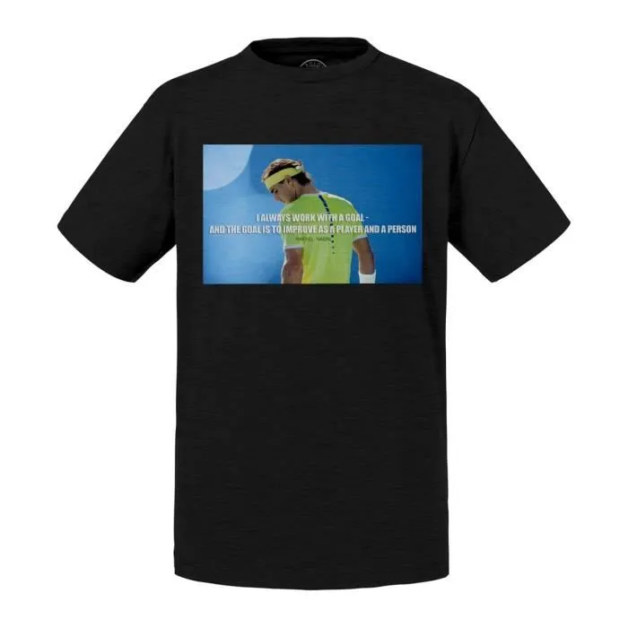 T-shirt Enfant Noir Rafal Nadal Tennisman Citation Inspirante Anglais Motivation-0