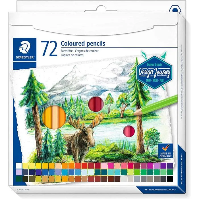 Crayons de couleur - STAEDTLER - 146C - 72 couleurs - Mine douce 3 mm - Design Journey-0