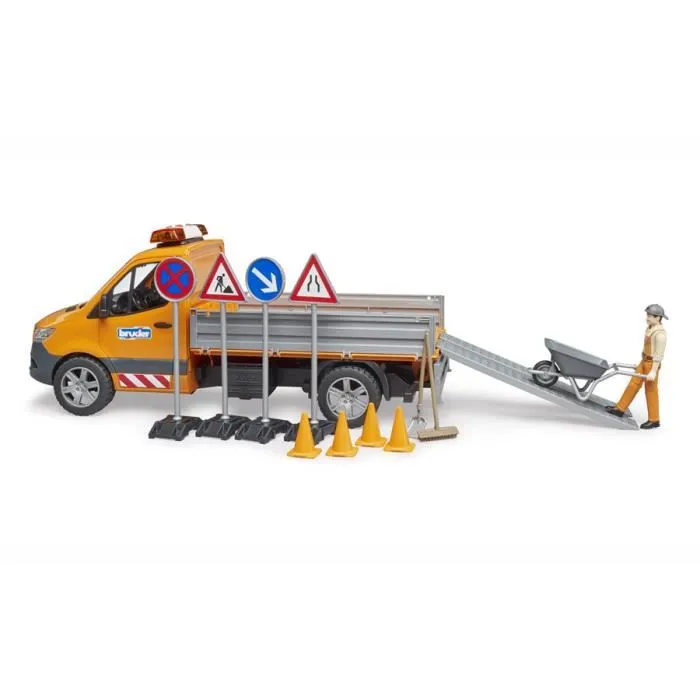Camion municipal Mercedes Benz Sprinter avec conducteur, accessoires et module son et lumière - Bruder-1