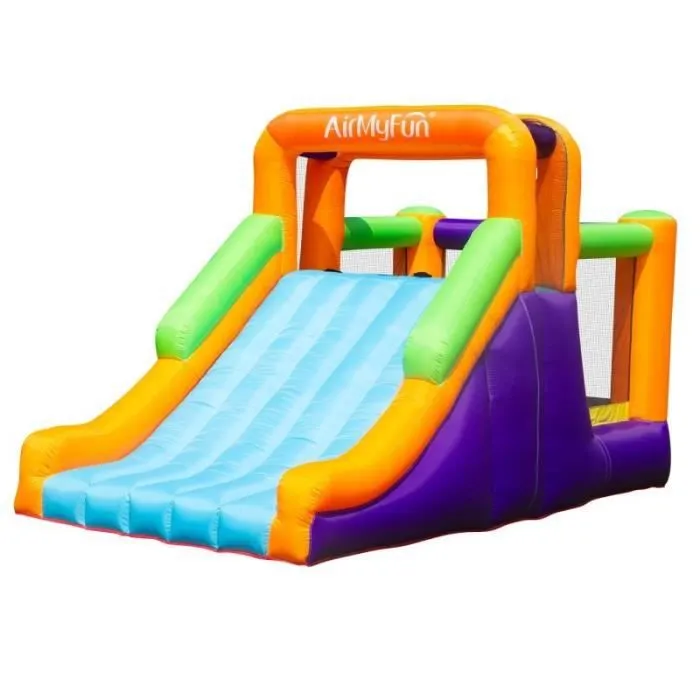 Château Gonflable Toboggy avec toboggan XXL et mur d'escalade - 435x200x220 cm-0