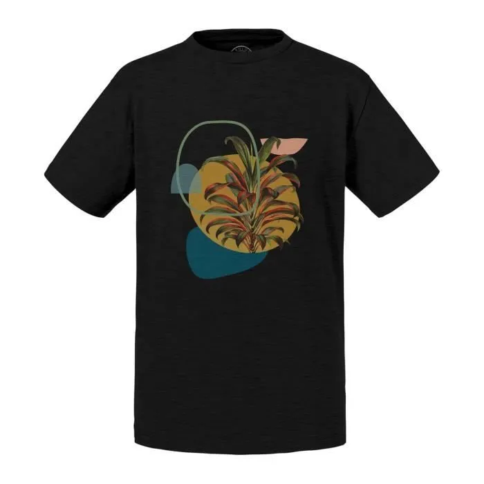 T-shirt Enfant Noir Plante Exotique Vintage Tropical Jungle Feuille-0