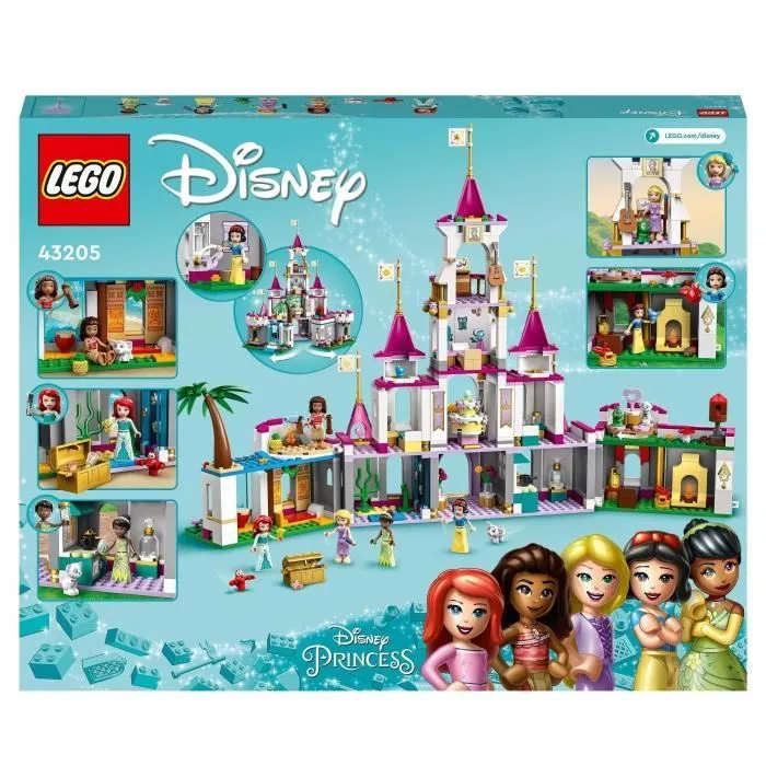 Bebeboutik LEGO 43205 Disney Princess Aventures Epiques dans le Chateau Jouet Ariel Vaiana et Raiponce Figurines Animaux Enfants Des 6 Ans