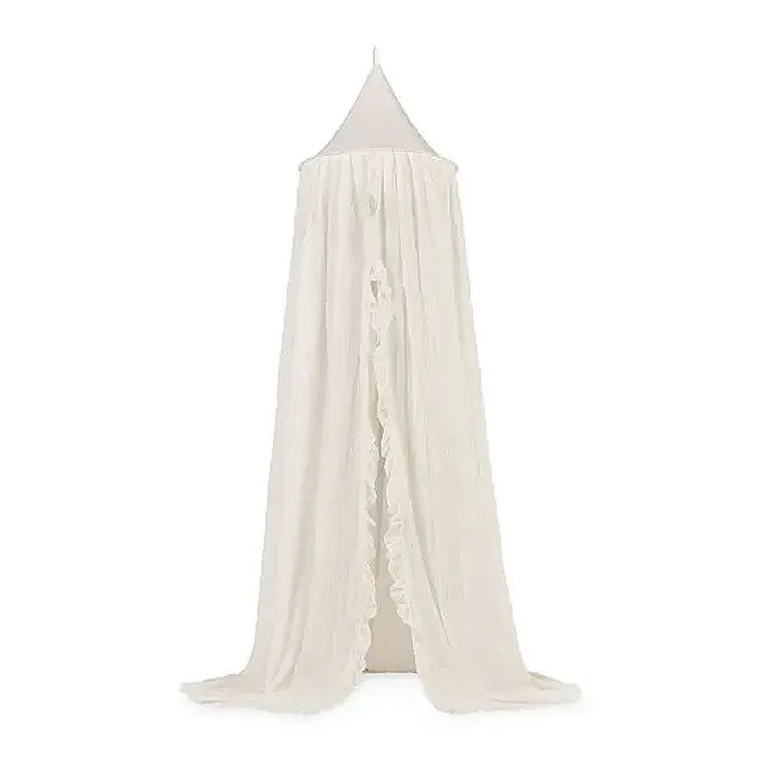 Ciel de lit Voile Moustiquaire 245cm Ruffle Blanc Ivoire Jollein-0