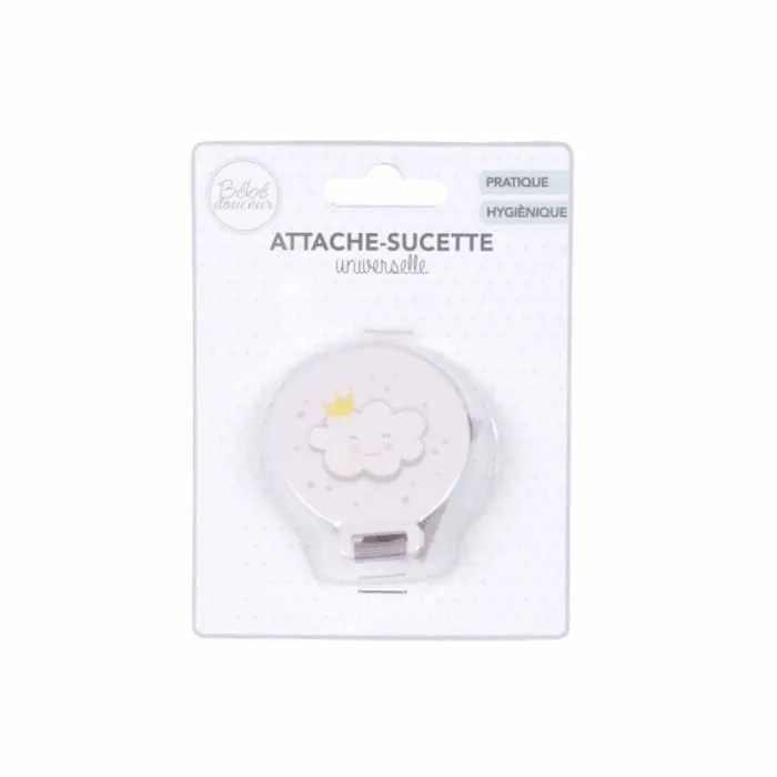 Attache Sucette Universelle "nuage" Blanc & Gris-1