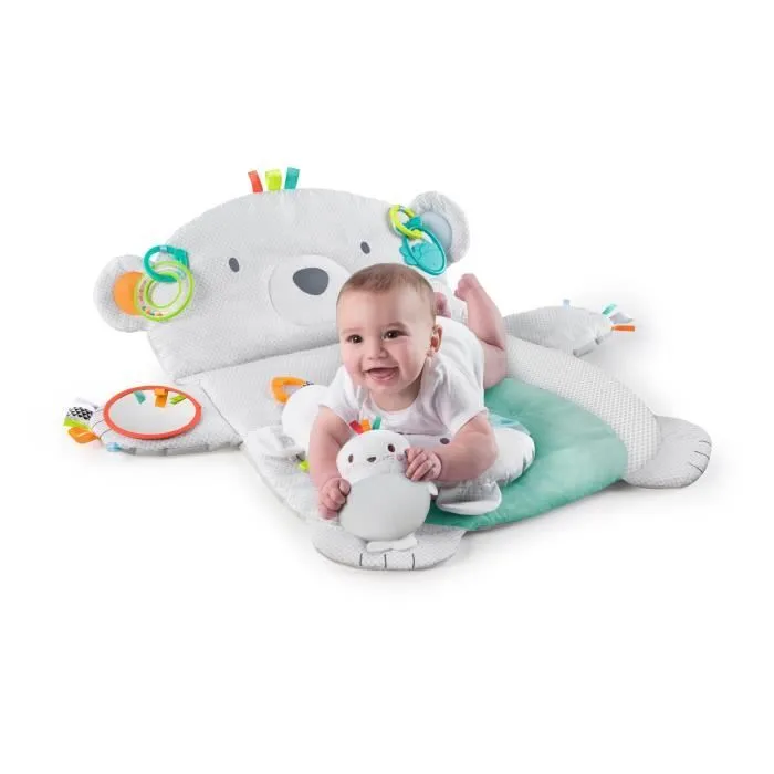 BRIGHT STARTS Tapis d'éveil Ours Polaire, Coussin de support pour position sur le ventre, 4 jouets détachables-1