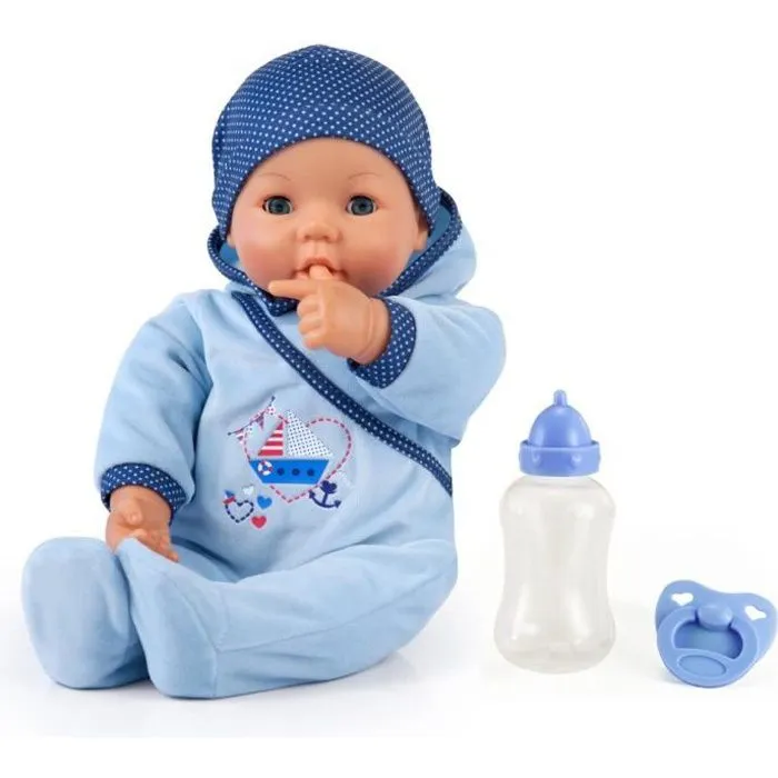 Poupée Hello Baby Garçon avec Fonction - BAYER DESIGN - 46 cm - Bleu - A partir de 10 mois-0