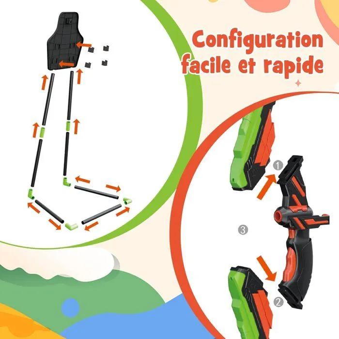 COSTWAY Arc et Flèche Enfants, Ensemble de Tir à L'arc Jouet - 20 Ventouse Flèches, Cible, 2 Arcs 2 Carquois,Effect Lumières LED-4