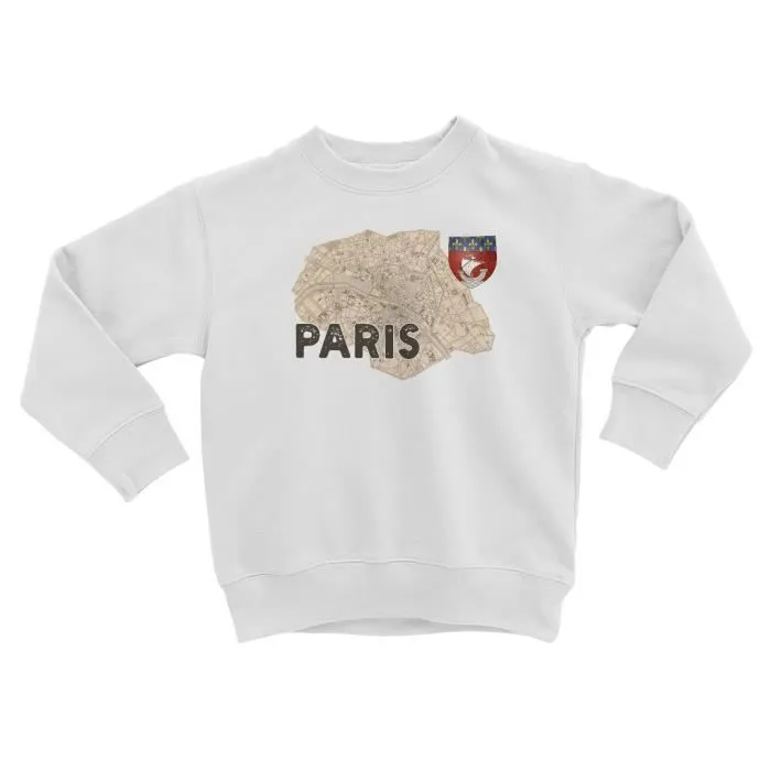 Sweatshirt Enfant Paris 75 Departement Carte Ancienne Ile de France-0