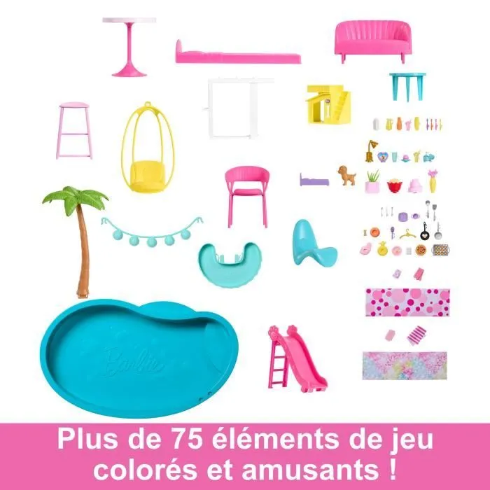 Barbie®-Maison de Rêve-Maison de poupée 3 niveaux, piscine et toboggan HMX10-3